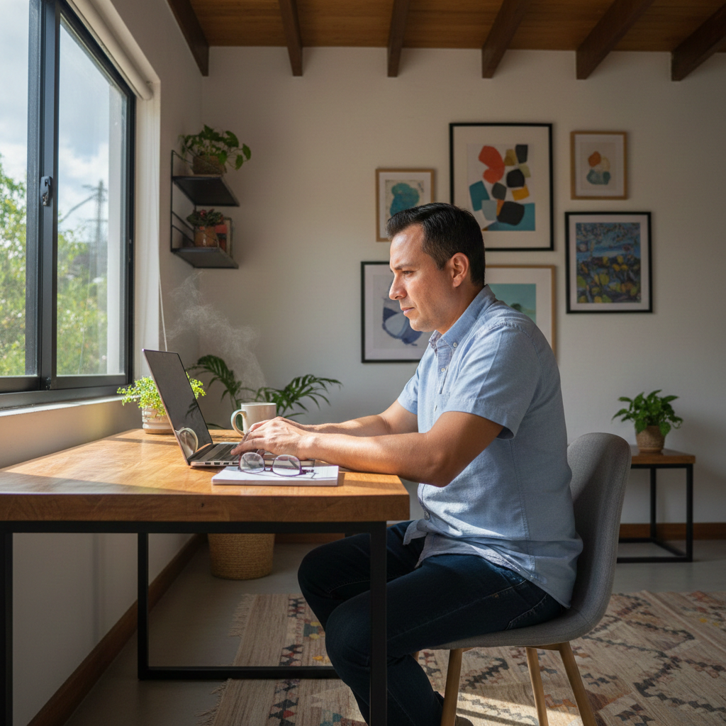 Persona trabajando desde casa